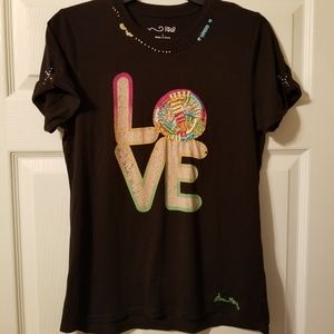RXB Love tee, beads crochet size large nwot